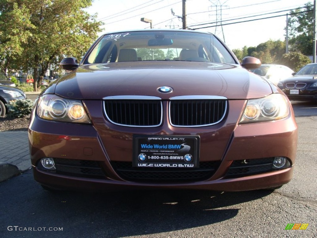 2007 3 Series 328i Sedan - Barrique Red Metallic / Beige photo #2