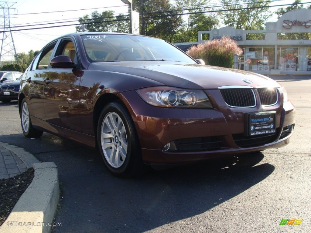 2007 3 Series 328i Sedan - Barrique Red Metallic / Beige photo #3