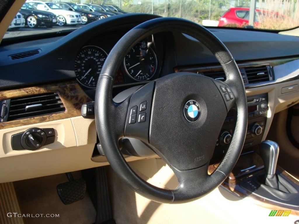 2007 BMW 3 Series 328i Sedan Beige Steering Wheel Photo #68684080