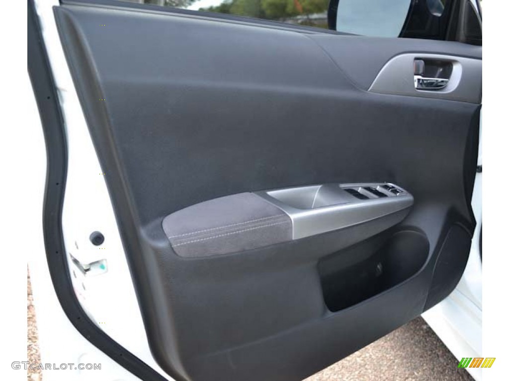 2008 Subaru Impreza WRX STi Carbon Black/Graphite Gray Alcantara Door Panel Photo #68684440
