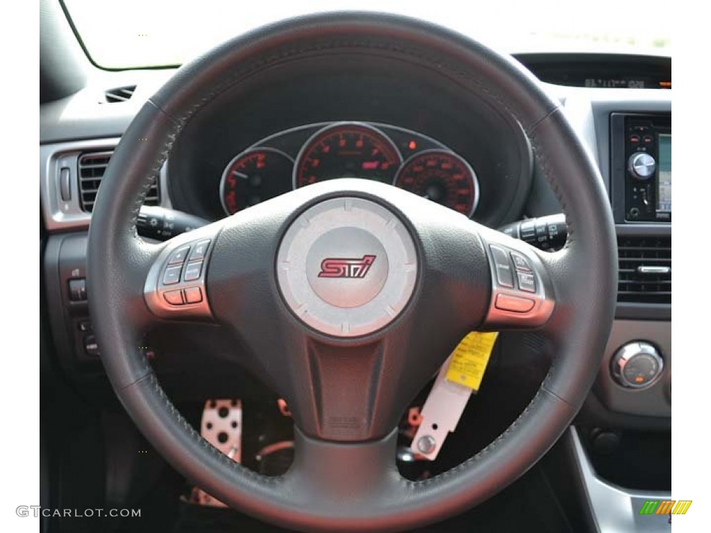 2008 Subaru Impreza WRX STi Carbon Black/Graphite Gray Alcantara Steering Wheel Photo #68684455