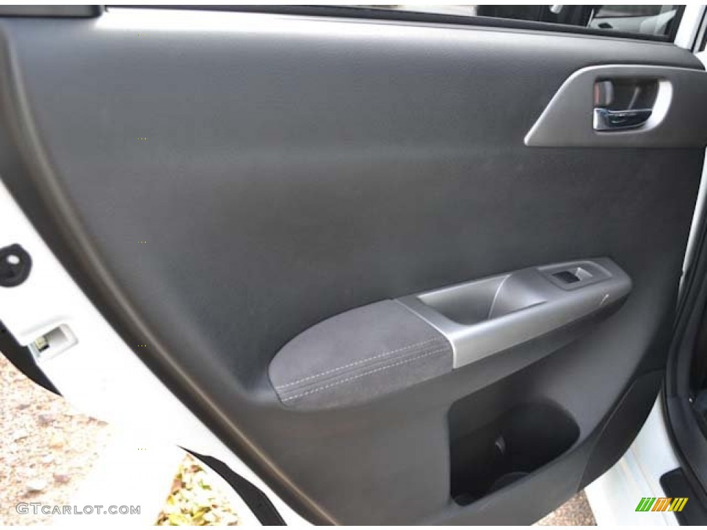 2008 Subaru Impreza WRX STi Carbon Black/Graphite Gray Alcantara Door Panel Photo #68684479