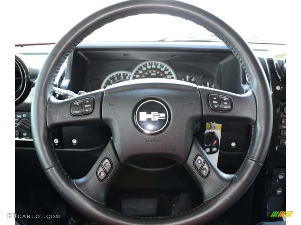 2007 Hummer H2 SUV Ebony Black Steering Wheel Photo #68684947