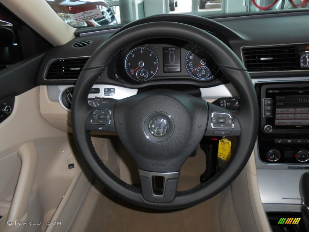 2013 Volkswagen Passat TDI SE Cornsilk Beige Steering Wheel Photo #68688805