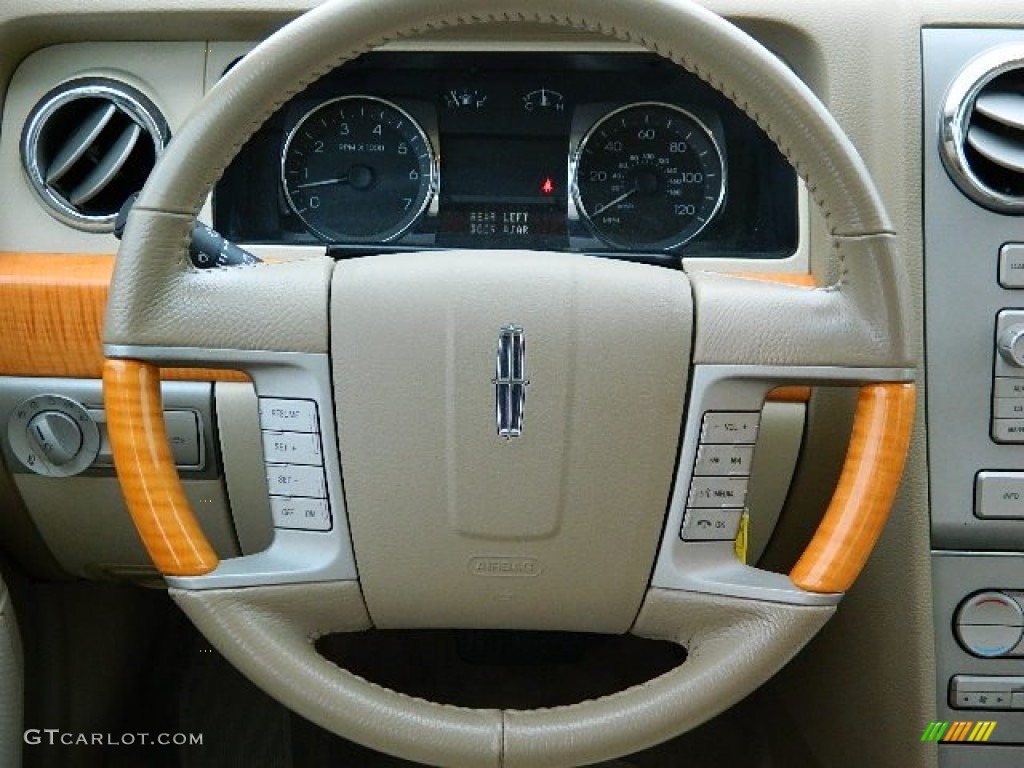 2009 Lincoln MKZ Sedan Sand Steering Wheel Photo #68690404