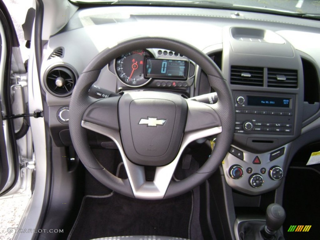 2012 Chevrolet Sonic LS Sedan Jet Black/Dark Titanium Steering Wheel Photo #68692333