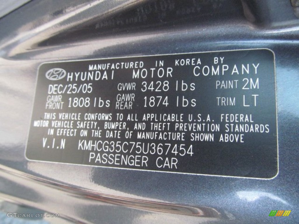 2005 Hyundai Accent GLS Coupe Color Code Photos