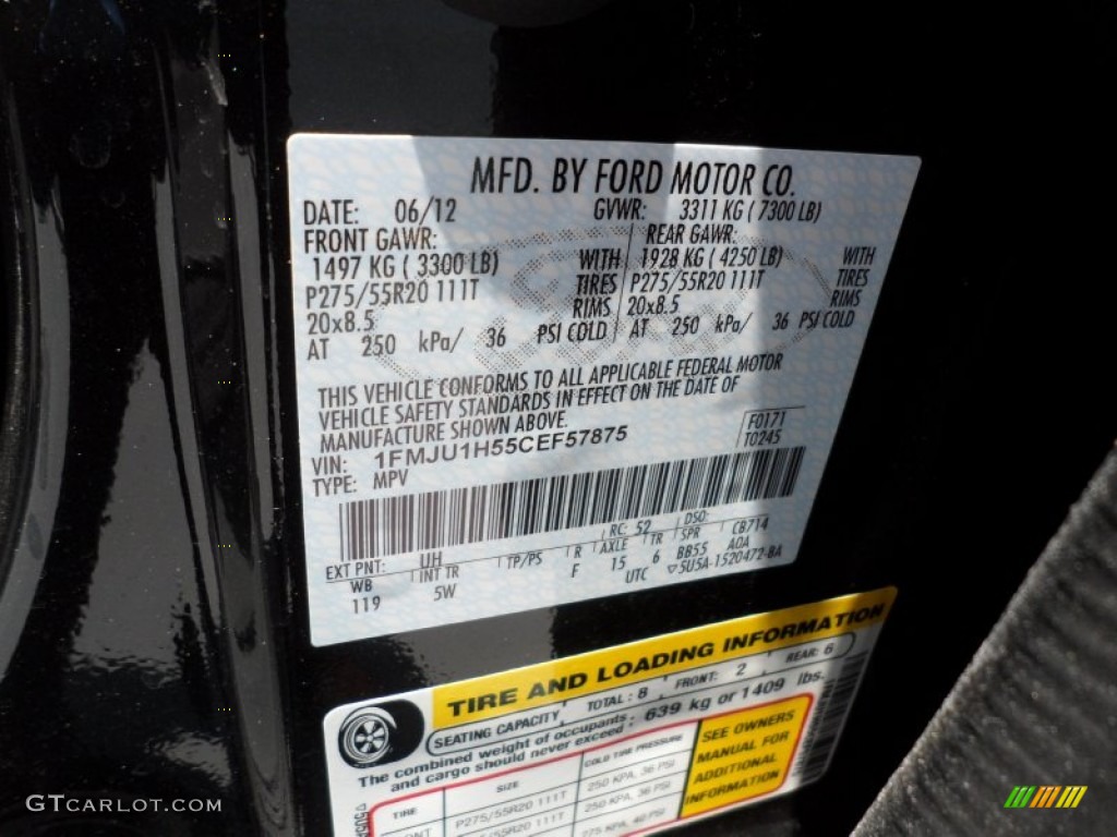 2012 Expedition Color Code UH for Tuxedo Black Metallic Photo #68700127