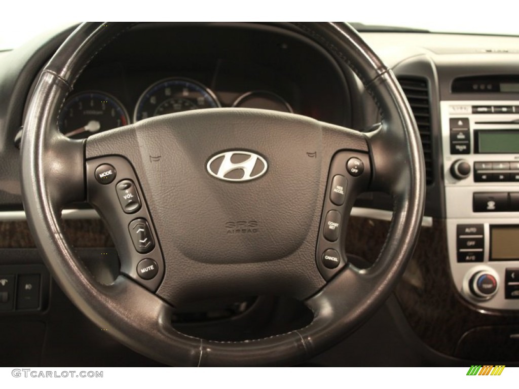2008 Hyundai Santa Fe Limited 4WD Black Steering Wheel Photo #68704693