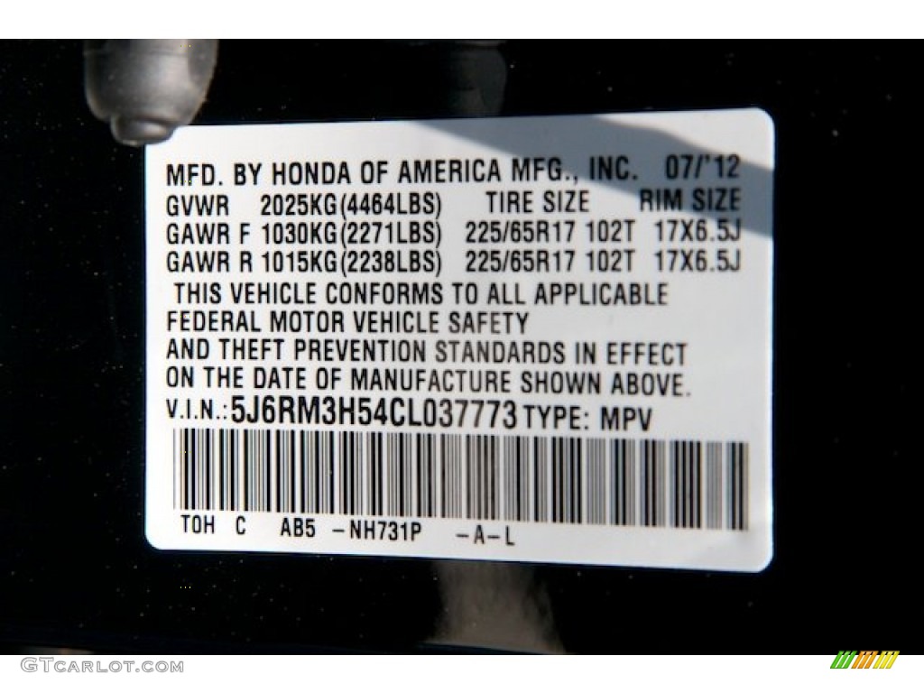 2012 CR-V EX - Crystal Black Pearl / Black photo #20