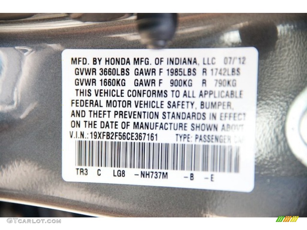 2012 Civic LX Sedan - Polished Metal Metallic / Gray photo #17