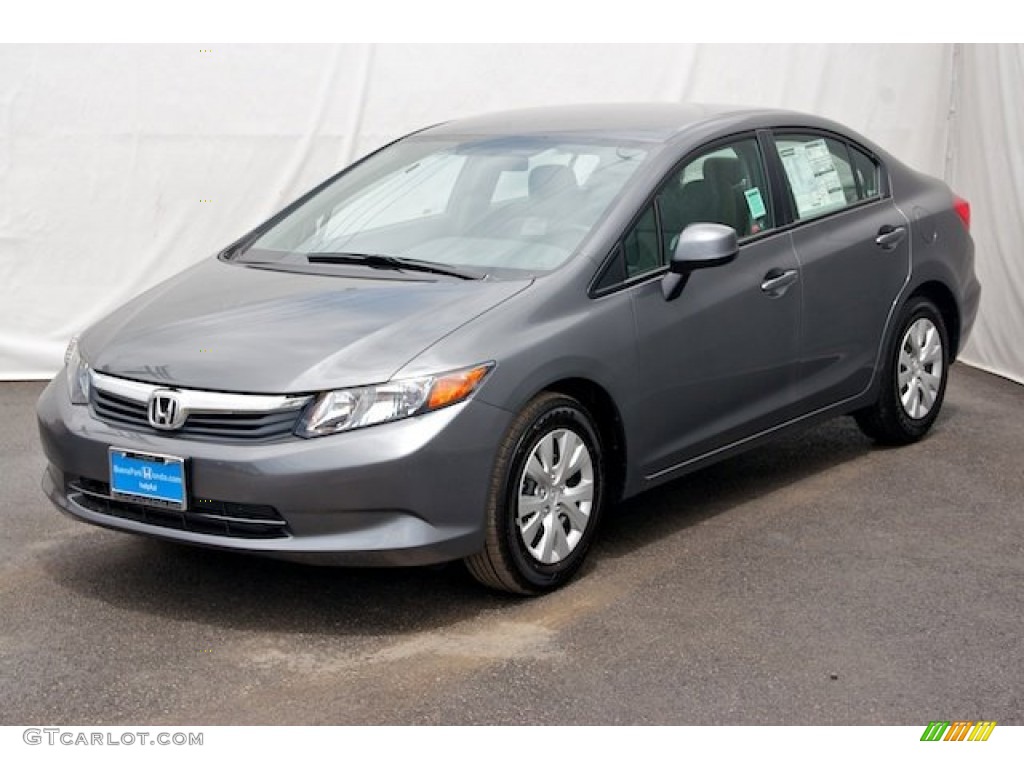 2012 Civic LX Sedan - Polished Metal Metallic / Gray photo #3