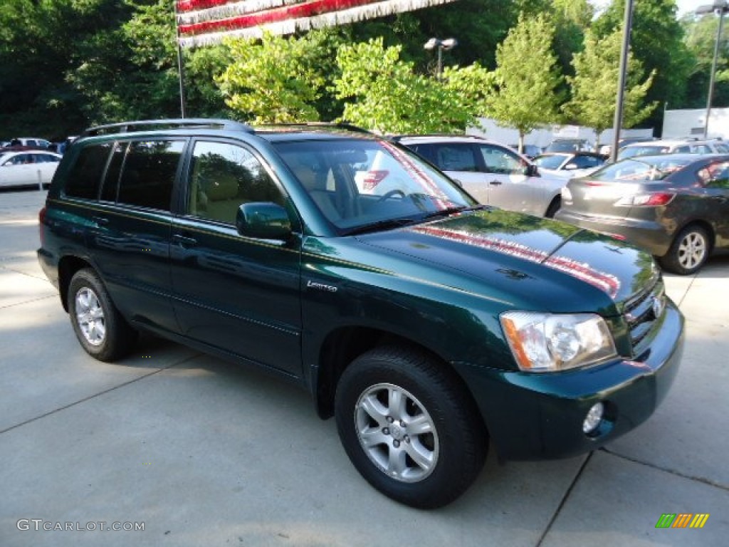 2002 Highlander Limited 4WD - Electric Green Mica / Ivory photo #11