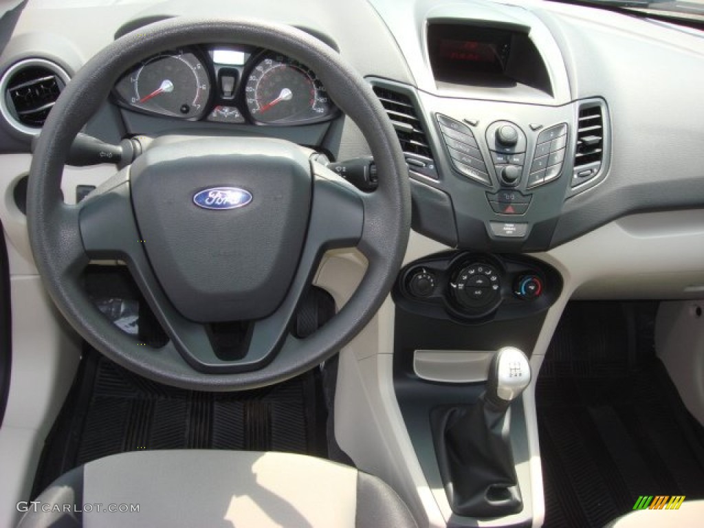 2012 Ford Fiesta S Sedan Light Stone/Charcoal Black Dashboard Photo #68710138