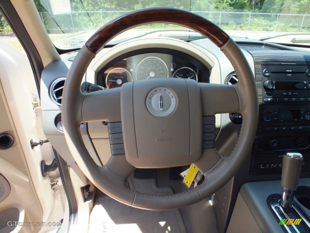 2007 Lincoln Mark LT SuperCrew Light Parchment/Espresso Steering Wheel Photo #68711968