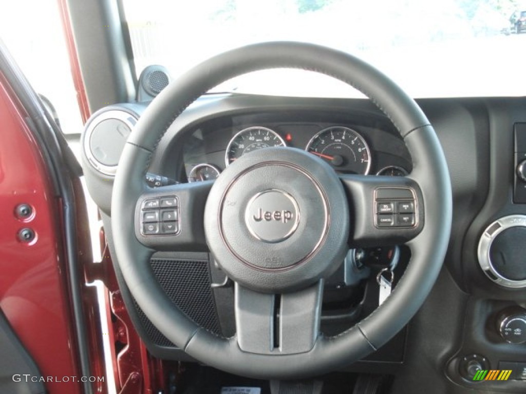 2013 Jeep Wrangler Unlimited Sahara 4x4 Black Steering Wheel Photo #68713153