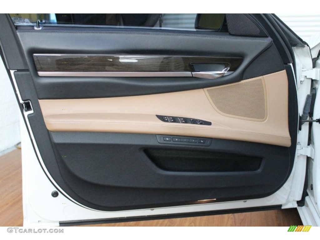 2009 BMW 7 Series 750Li Sedan Saddle/Black Nappa Leather Door Panel Photo #68715787