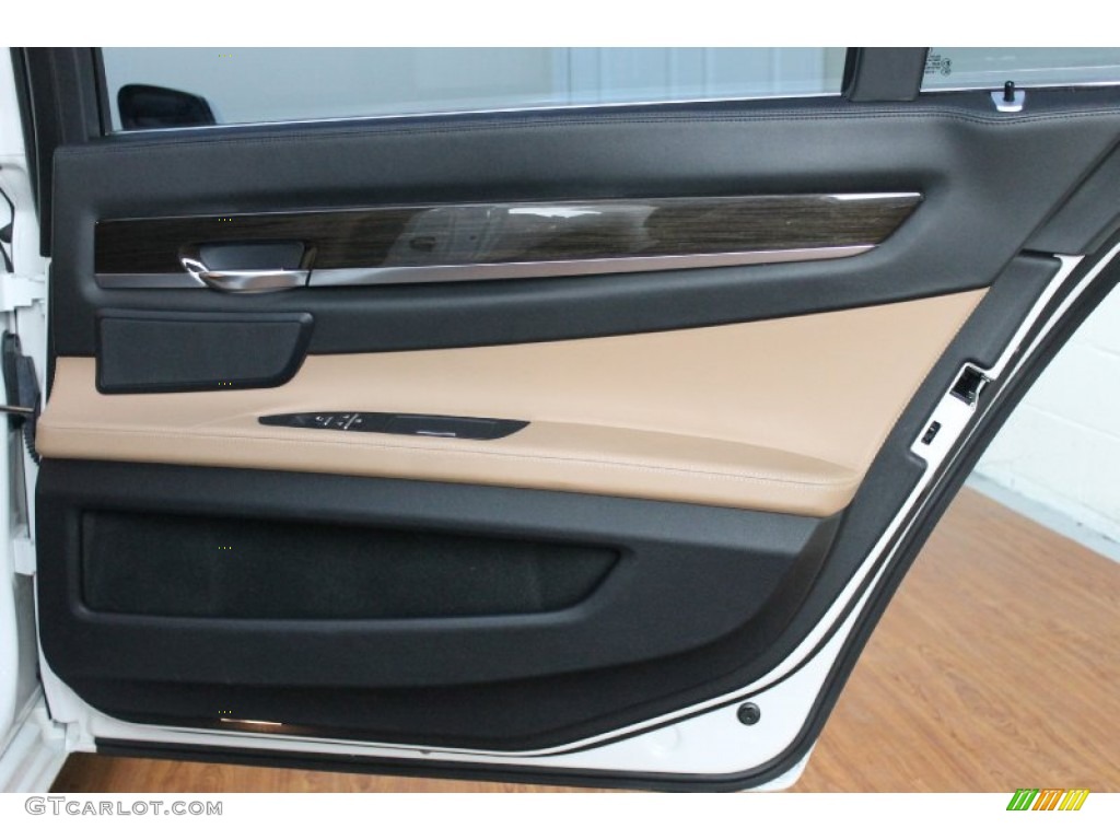 2009 BMW 7 Series 750Li Sedan Saddle/Black Nappa Leather Door Panel Photo #68715811