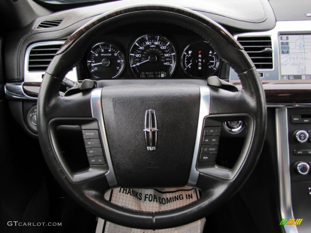 2011 Lincoln MKS AWD Charcoal Black Steering Wheel Photo #68717095