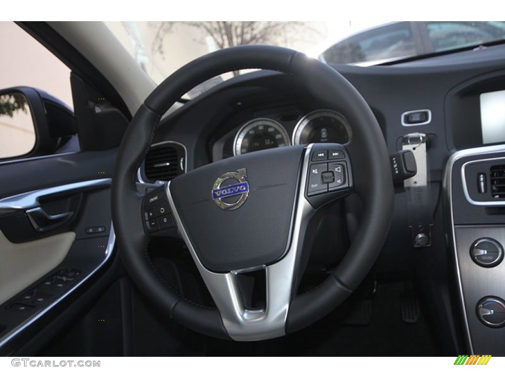 2013 Volvo S60 T6 AWD Soft Beige Steering Wheel Photo #68719678