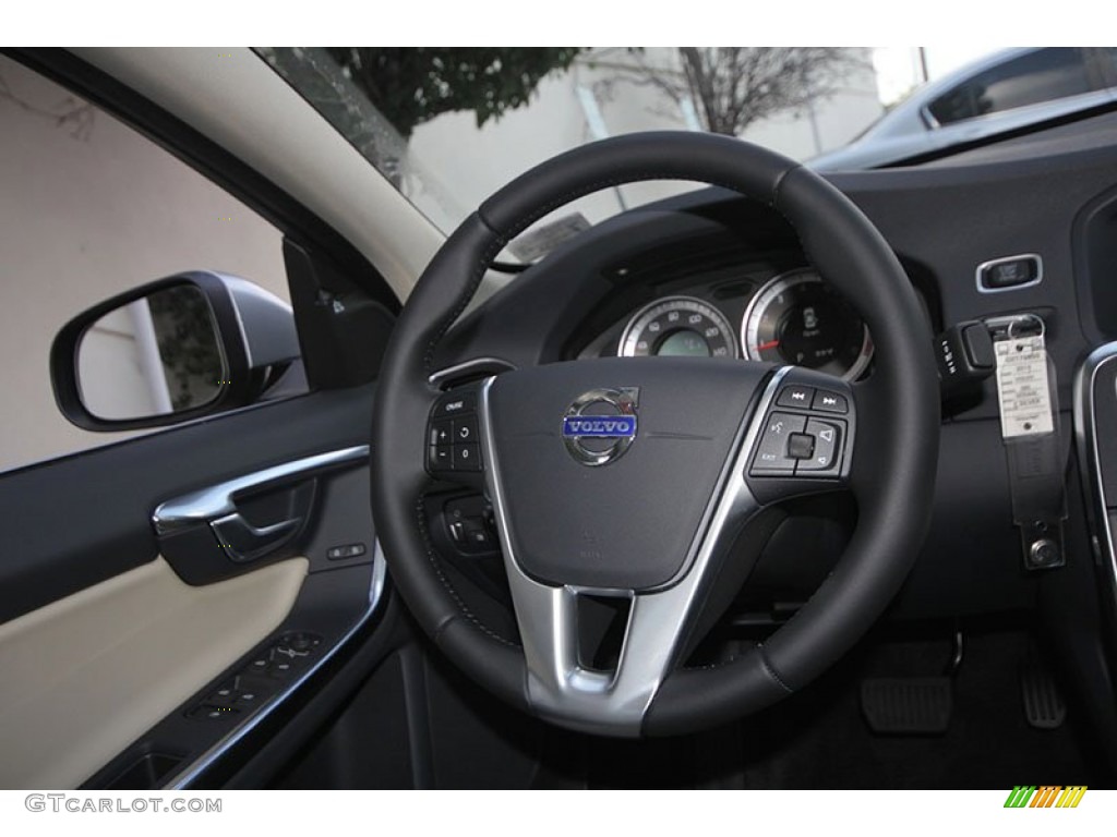 2013 Volvo S60 T5 Soft Beige Steering Wheel Photo #68719849