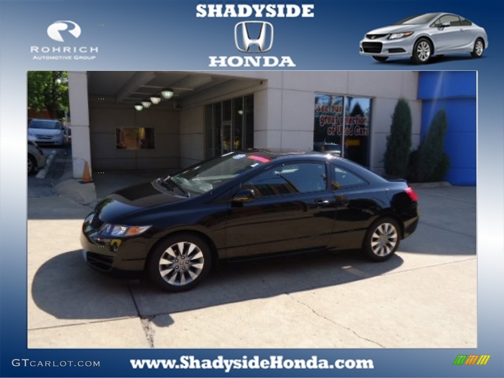 2010 Civic EX Coupe - Crystal Black Pearl / Black photo #1