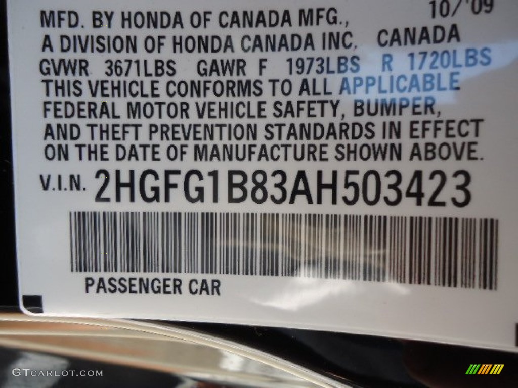 2010 Civic EX Coupe - Crystal Black Pearl / Black photo #16