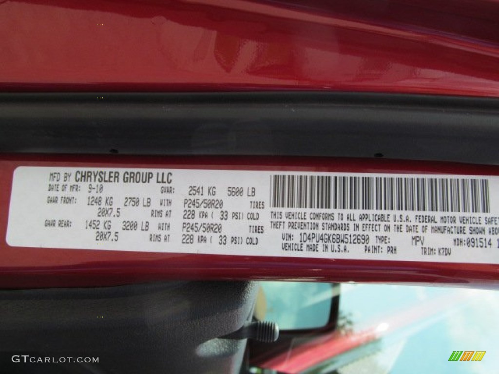 2011 Nitro Color Code PRH for Redline 2-Coat Pearl Photo #68722126