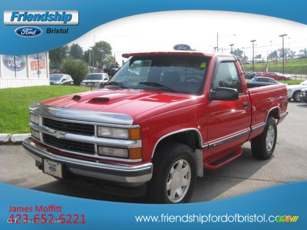 1997 C/K K1500 Regular Cab 4x4 - Dark Carmine Red Metallic / Red photo #2