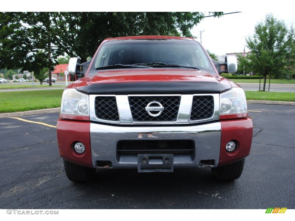 2004 Titan SE Crew Cab 4x4 - Red Brawn / Graphite/Titanium photo #2