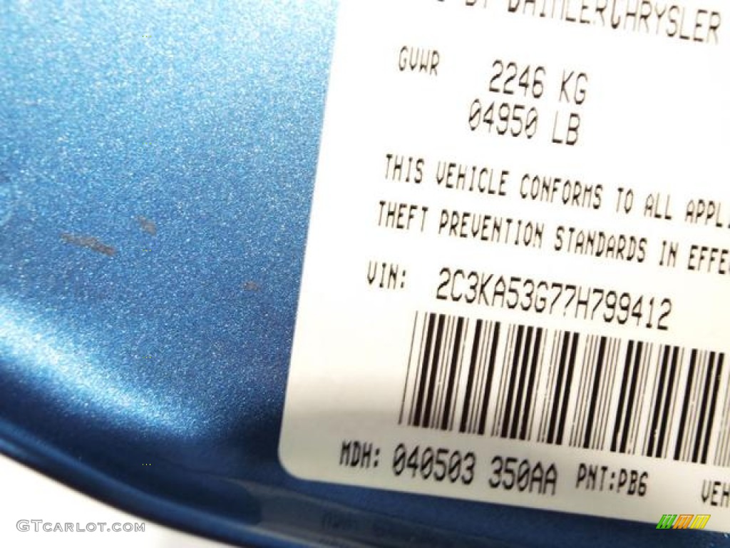2007 300 Color Code PB6 for Marine Blue Pearlcoat Photo #68730696