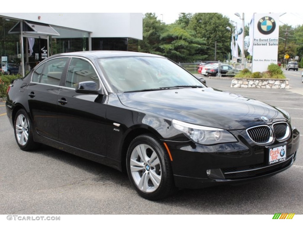 2010 5 Series 528i xDrive Sedan - Black Sapphire Metallic / Natural Brown photo #3