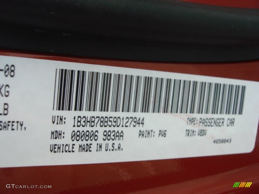 2009 Dodge Caliber R/T Color Code Photos