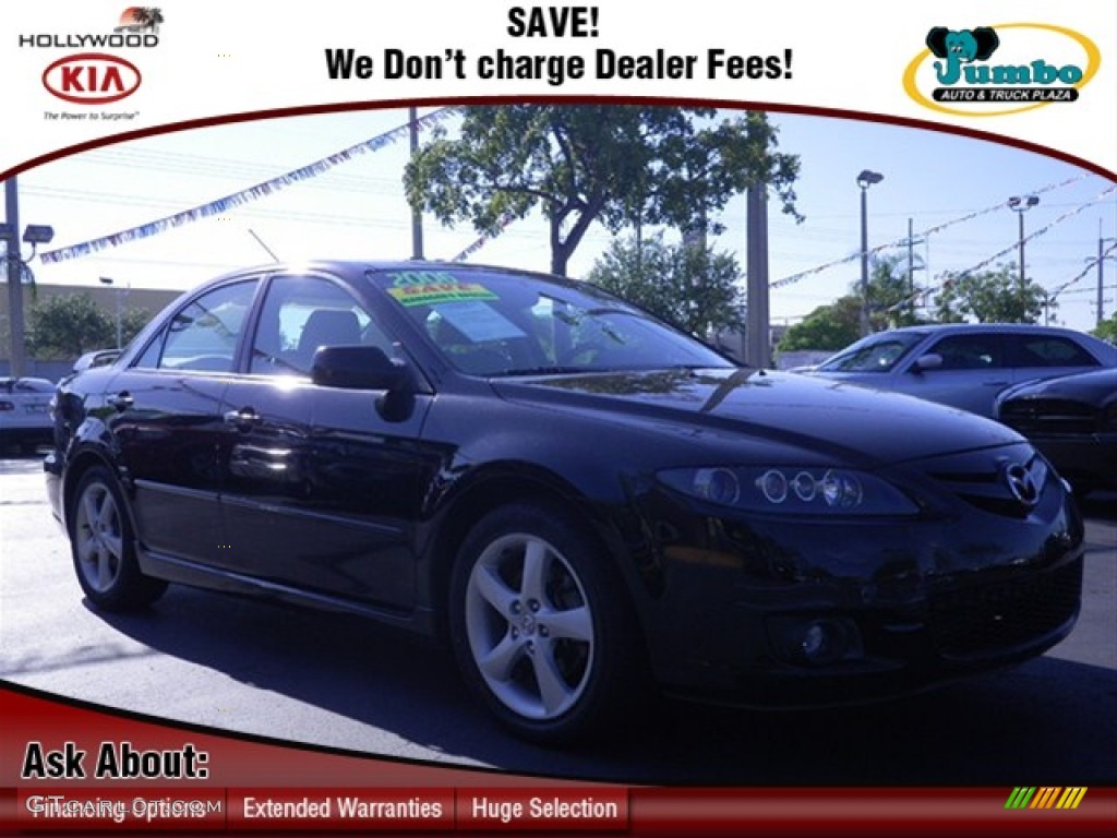 2006 MAZDA6 s Sport Sedan - Onyx Black / Beige photo #1