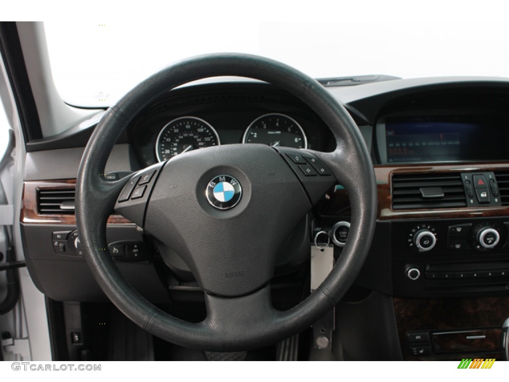 2008 BMW 5 Series 535xi Sedan Black Dakota Leather Steering Wheel Photo #68733547