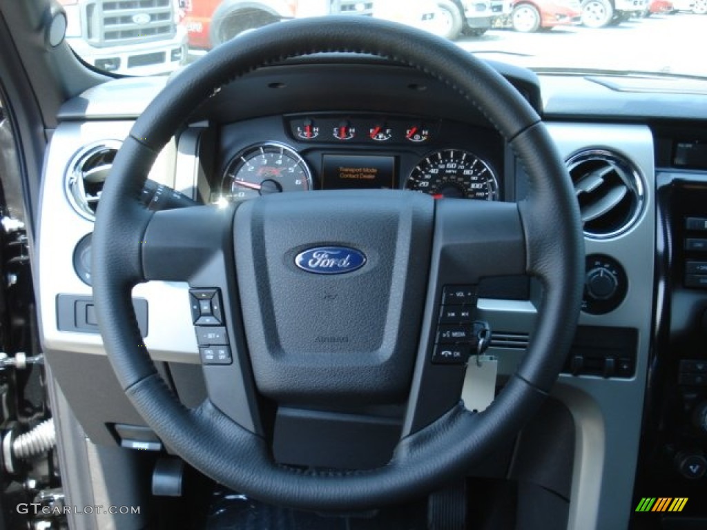 2012 Ford F150 FX4 SuperCab 4x4 Black Steering Wheel Photo #68737161