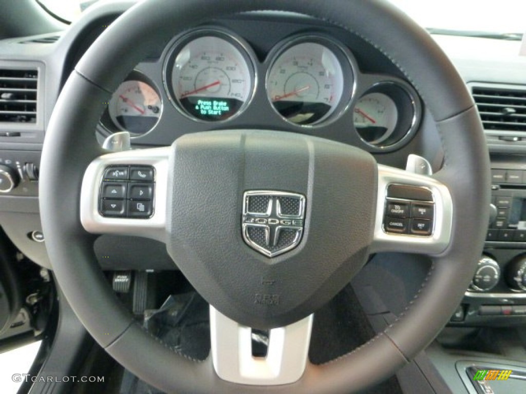 2012 Dodge Challenger Rallye Redline Dark Slate Gray Steering Wheel Photo #68739508