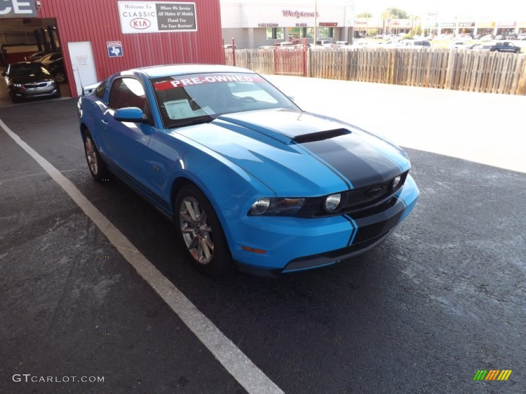2010 Mustang GT Premium Coupe - Grabber Blue / Charcoal Black/Grabber Blue photo #7