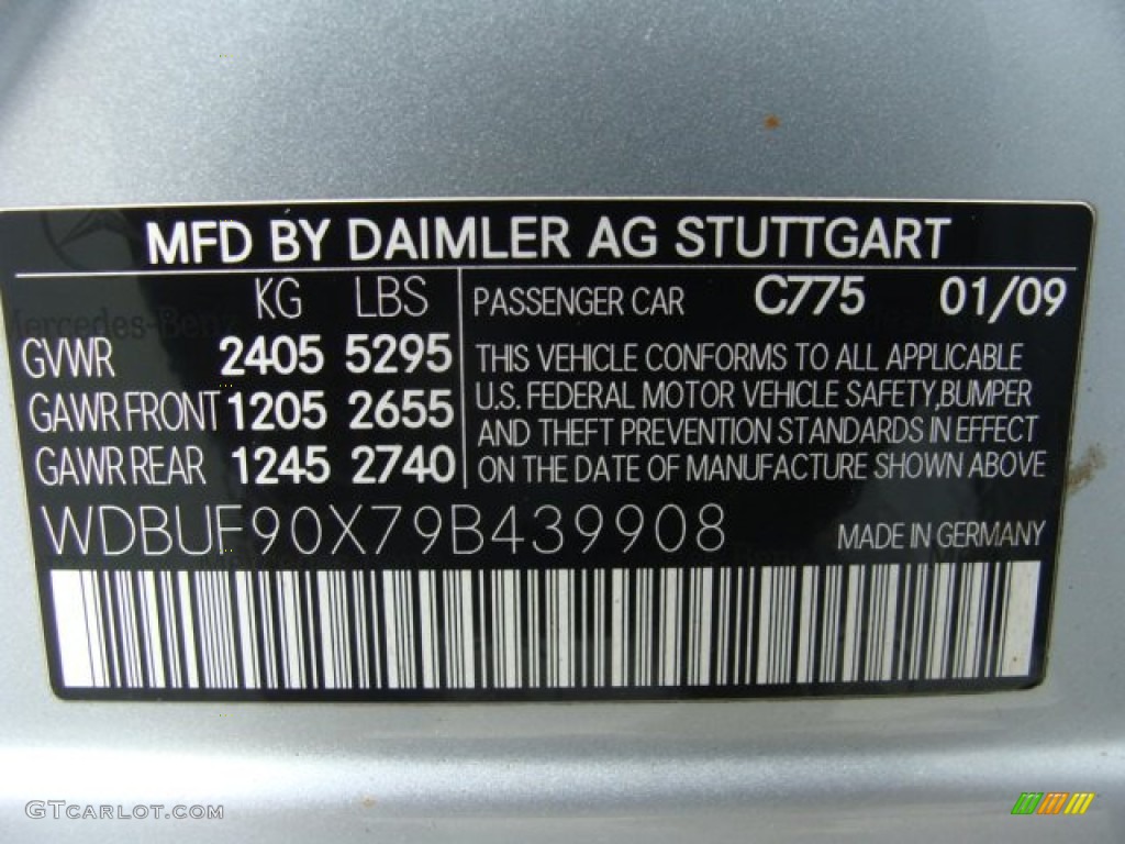 2009 Mercedes-Benz E 550 4Matic Sedan Color Code Photos