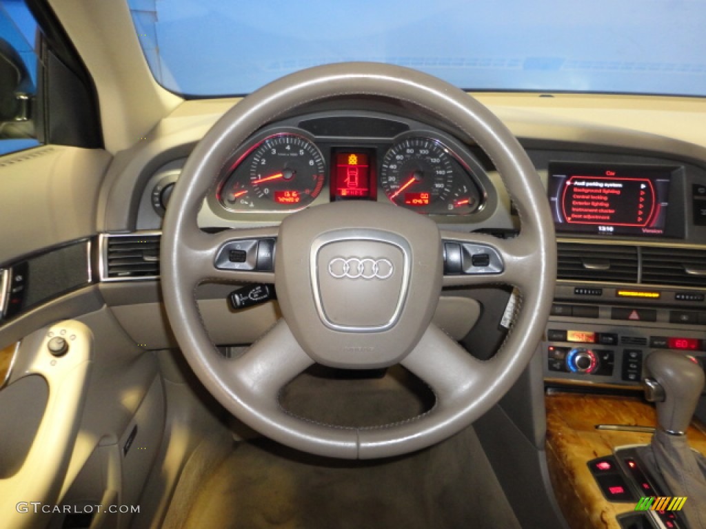 2005 Audi A6 4.2 quattro Sedan Beige Steering Wheel Photo #68746744