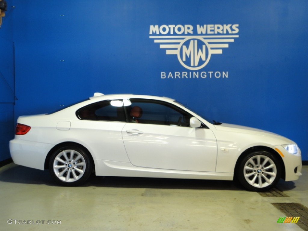 2012 3 Series 328i xDrive Coupe - Mineral White Metallic / Coral Red/Black photo #10