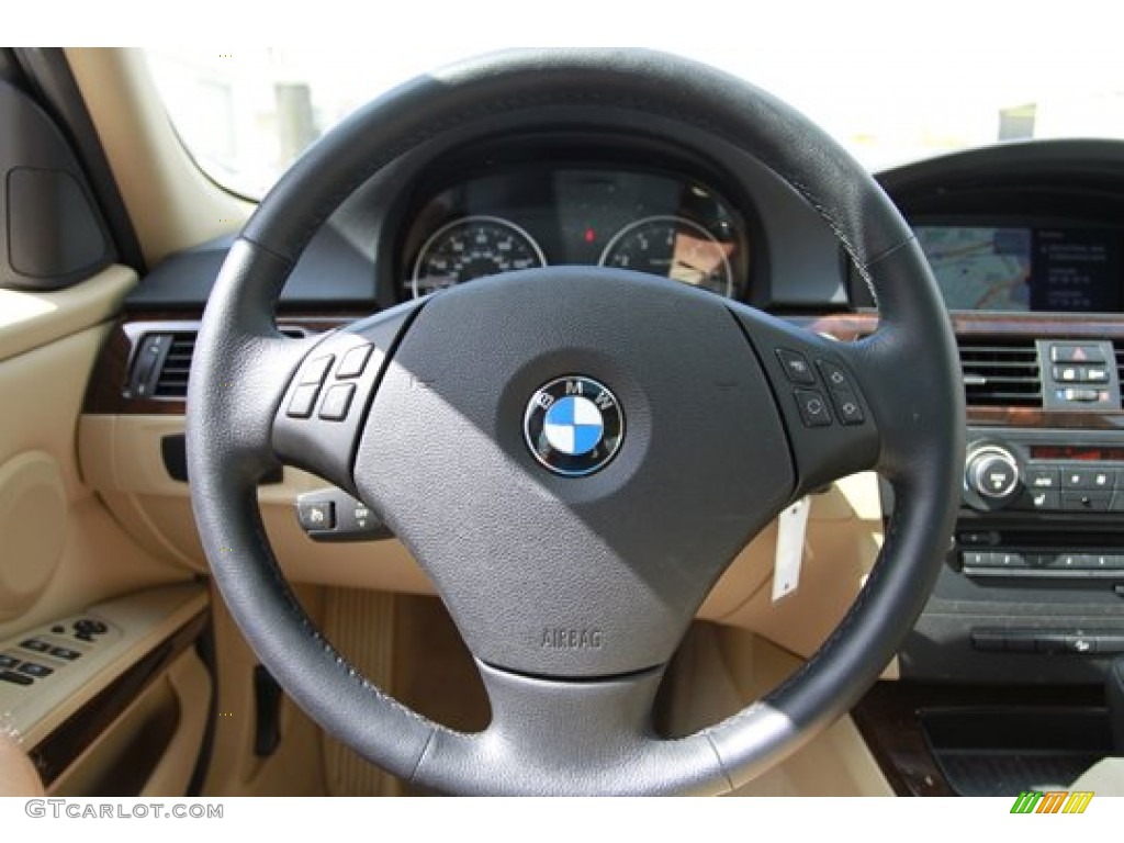 2011 BMW 3 Series 328i xDrive Sedan Beige Steering Wheel Photo #68749204