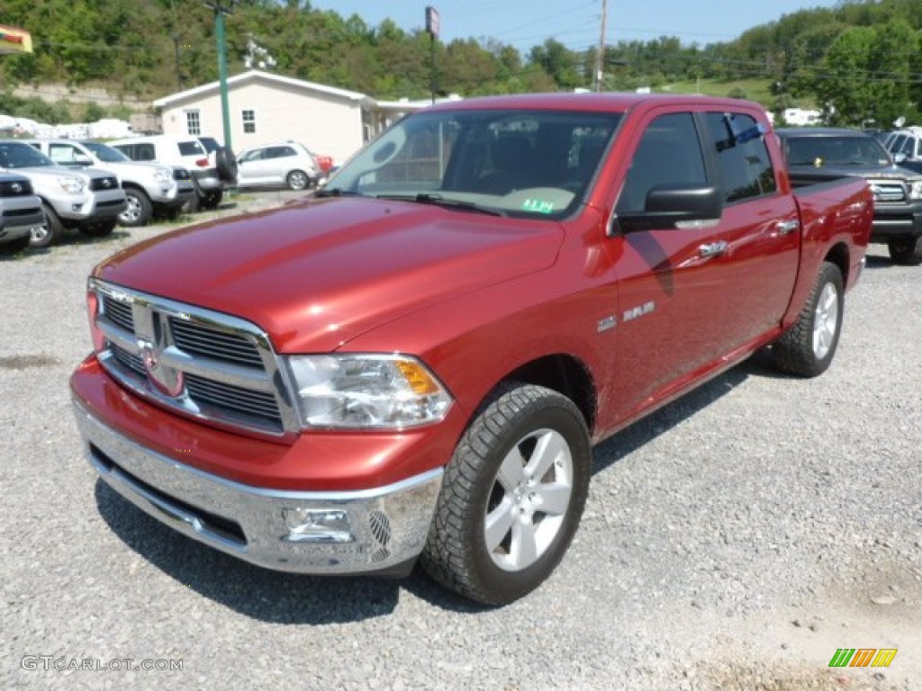 2009 Ram 1500 Big Horn Edition Crew Cab 4x4 - Inferno Red Crystal Pearl / Dark Slate/Medium Graystone photo #3