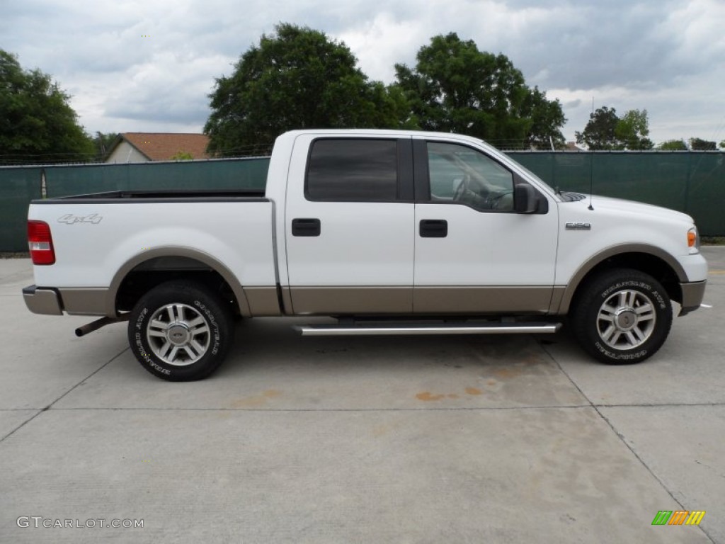 2005 F150 Lariat SuperCrew 4x4 - Oxford White / Tan photo #2