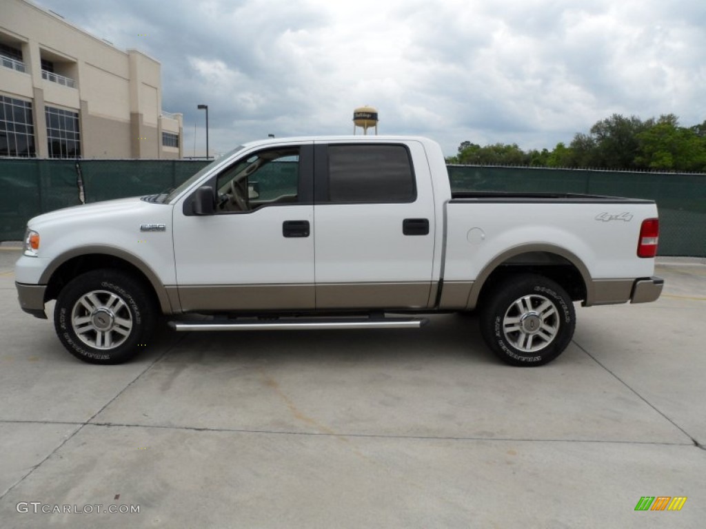 2005 F150 Lariat SuperCrew 4x4 - Oxford White / Tan photo #6