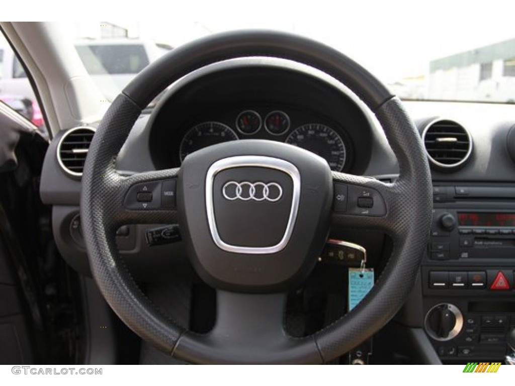2007 Audi A3 2.0T Black Steering Wheel Photo #68750329