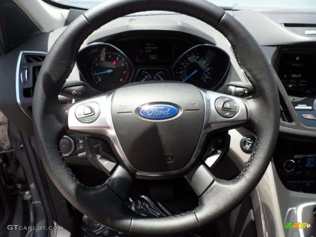 2013 Ford Escape SEL 1.6L EcoBoost Charcoal Black Steering Wheel Photo #68752090