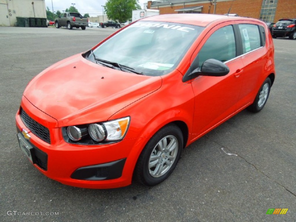 Inferno Orange Metallic 2012 Chevrolet Sonic LT Hatch Exterior Photo #68754499