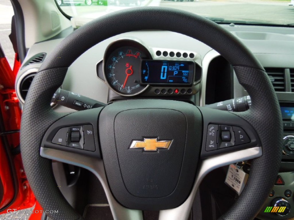 2012 Chevrolet Sonic LT Hatch Jet Black/Dark Titanium Steering Wheel Photo #68754609