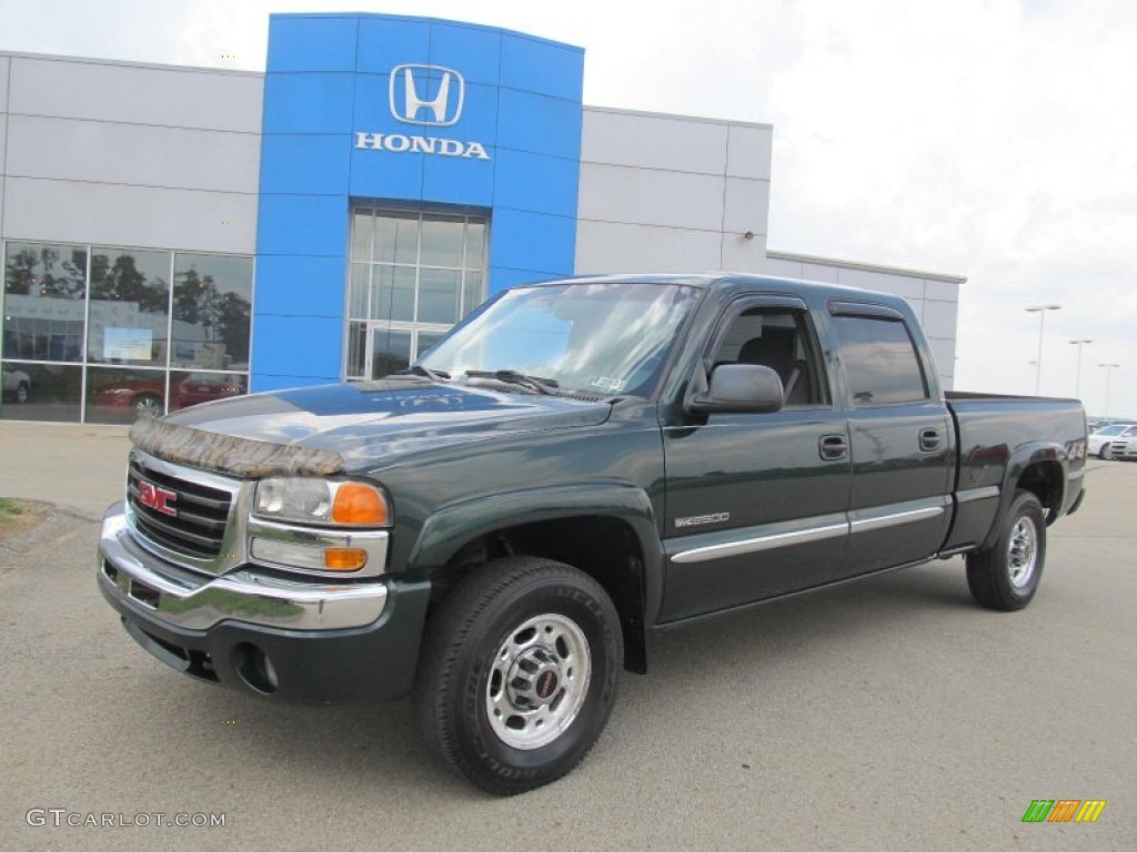 2004 Sierra 2500HD SLE Crew Cab 4x4 - Polo Green Metallic / Pewter photo #1